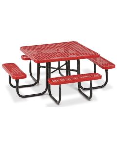 46" Square Picnic Table  Walk Through Design with Thermoplastic Coated Steel