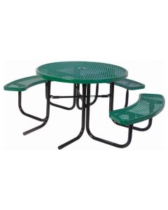46" Round Picnic Table  ADA Accessible  Design with Thermoplastic Coated Steel Top and Seats