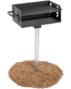 Pedestal Mounted Rotating Grill with Adjustable Grate and 300Sq. Inches of Grilling Area
