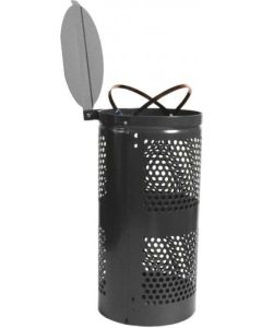 10-Gallon Perforated Trash Receptacle, Hinged Lid