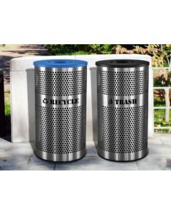 33-Gallon Perforated Stainless Steel Recycle and Trash Combo