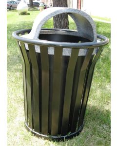 45-Gallon Steel Trash Receptacle with Dual Opening Dome Top