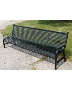 8 Foot Steel Park Bench with Horizontal Slats