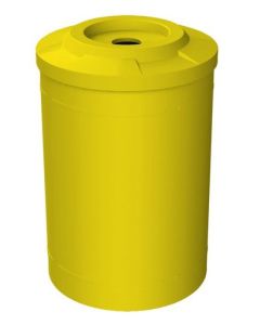 55 Gallon Round Plastic Recycle Receptacle with 5" Recycle Hole & Liner