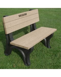 4 Foot Deluxe Memorial Park Bench with Plastic Laminate Plaque