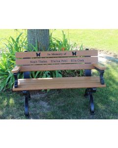 4-Foot Silhouette Memorial Park Bench With Arm Rest