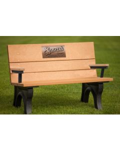 ADA Traditional 4 foot Park Bench with Laminate Plaque Memorial and Armrest