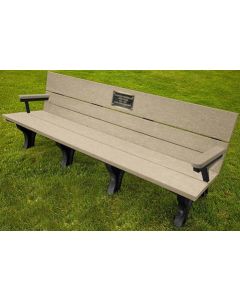 Traditional ADA 8 Foot Bench with Memorial Plaque and Arm Rest