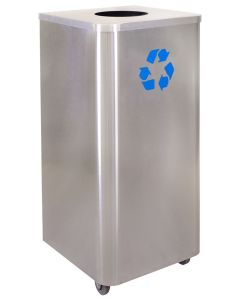 Recycling Receptacle, 24 gal, stainless steel with casters - Liquids Disposal Companion 
