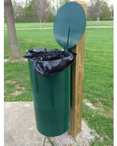 20-Gallon Pole Mountable Trash Receptacle with Hinged Lid 