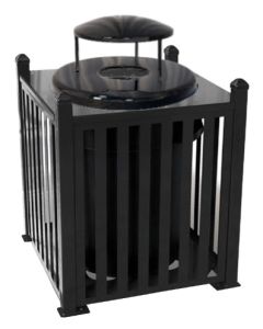 Savannah 32 Gallon Rain Bonnet Top Trash Receptacle with Heavy Duty Plastic Liner