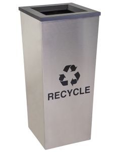 18-Gallon Tapered Single Bin Recycling Receptacle, Stainless Steel