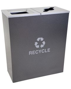 18-Gallon Tapered Dual Recycle Bin, Hammered Charcoal