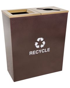 18-Gallon Tapered Dual Recycle Bin, Hammered Copper