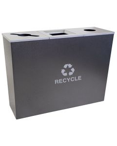 18-Gallon Tapered Triple Bin Recycling Receptacle, Hammered Charcoal