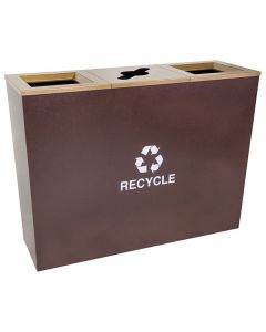 18-Gallon Tapered Triple Bin Recycling Receptacle, Hammered Copper