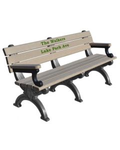 6 Foot Silhouette Memorial Park Bench With Arm Rest