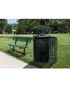 Streetscape 45 Gallon Outdoor Trash Receptacle with Door and Canopy 