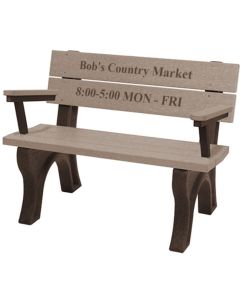 4 Foot Traditional Memorial Park Bench with Arm Rest