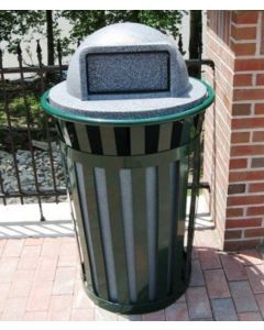 36-Gallon Steel Slat Recycle Bin with Recycled Plastic Dome Top and Heavy Duty Liner