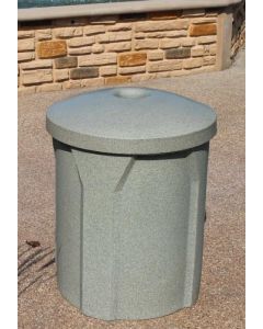 42 Gallon Round Plastic Recycle Receptacle with Mushroom Top with 5" Hole