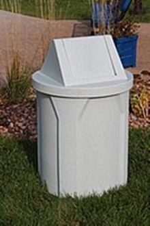 42 Gallon Round Plastic Trash Receptacle with Swing Top Door