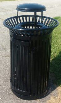 Top Load 36-Gallon Steel Trash Receptacle with Rain Guard