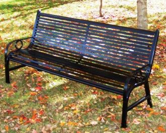 5 Foot Steel/Metal Park Bench with Horizontal Slats