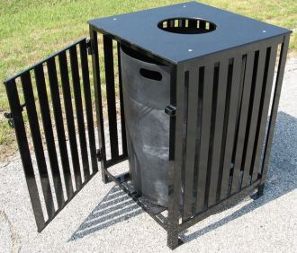 50-Gallon Square Trash Receptacle with Recycled Plastic Top