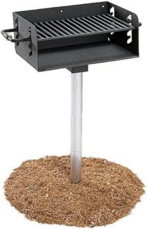 Pedestal Mounted Rotating Grill with Adjustable Grate and 280 Sq. Inches of Grilling Area