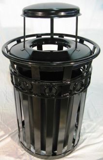 36-Gallon Ornamental Trash Receptacle with Rain Guard