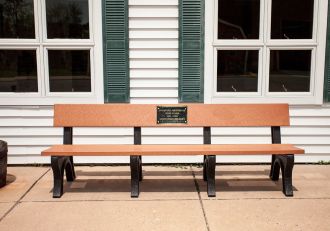 8-Foot Landmark Memorial Park Bench with Bronze Plaque