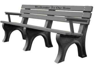 6 Foot EconoMizer Plastic Memorial Park Bench with Arm Rest