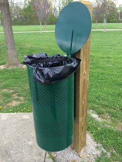 20-Gallon Pole Mountable Trash Receptacle with Hinged Lid 