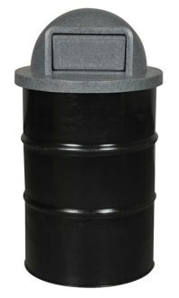 55-Gallon Drum Trash Receptacle with Dome Top with door